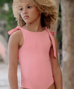 minnow X Fanm Mon Girl's Hibiscus Tie Knot One Piece Coconut Grove White Best