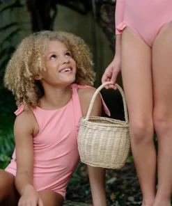 minnow X Fanm Mon Girl's Hibiscus Tie Knot One Piece Coconut Grove White Best