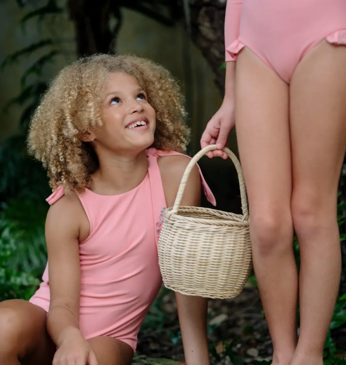 minnow X Fanm Mon Girl's Hibiscus Tie Knot One Piece Coconut Grove White Best