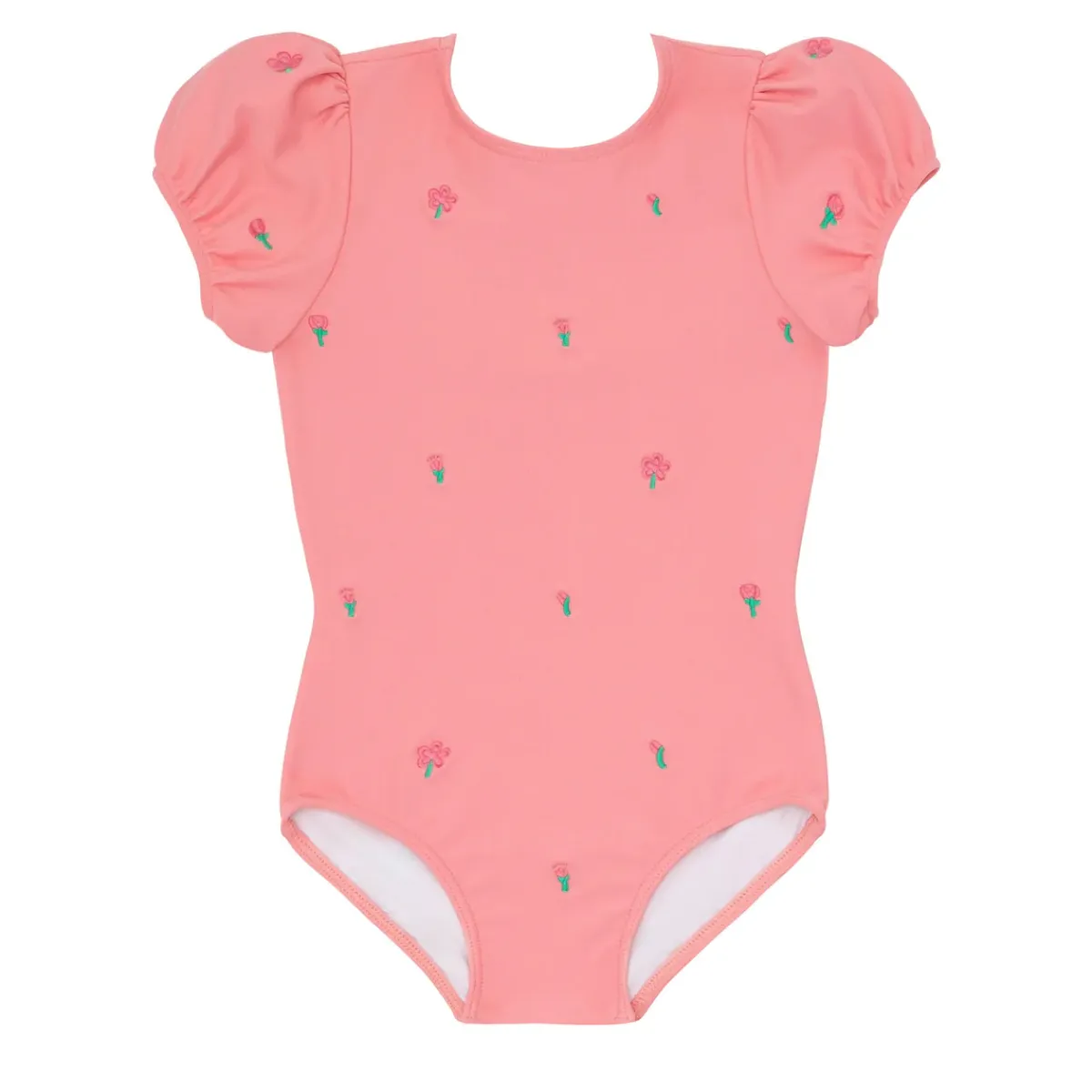 minnow X Fanm Mon Girl's Puff Sleeve One Piece Hibiscus Discount
