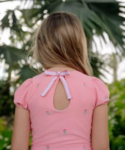 minnow X Fanm Mon Girl's Puff Sleeve One Piece Hibiscus Discount