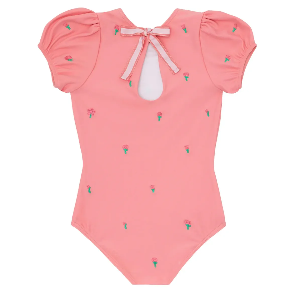 minnow X Fanm Mon Girl's Puff Sleeve One Piece Hibiscus Discount