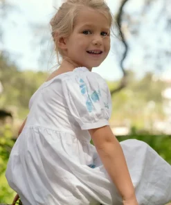 minnow X Fanm Mon Girl's Puff Sleeve Dress Coconut Grove White Best