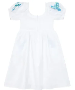 minnow X Fanm Mon Girl's Puff Sleeve Dress Coconut Grove White Best