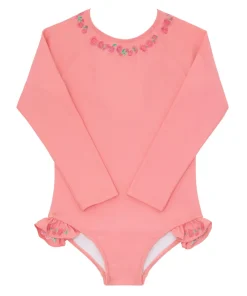 minnow X Fanm Mon Girl's Rashguard One Piece Hibiscus New