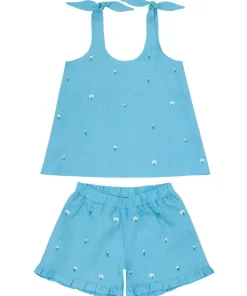 minnow X Fanm Mon Girl's Tie Knot Short Set Lagoon Outlet