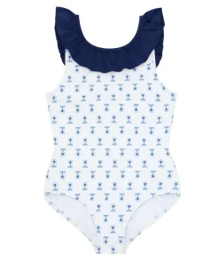 minnow X Petite Plume Girls Ruffle Collar One Pi Botanical Block Print Online