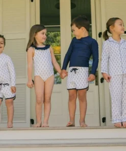 minnow X Petite Plume Unisex Pajama Set Botanical Block Print Outlet