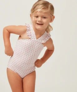 minnow X Sister Parish Girls V-Neck Crossover One Piece Nectar Leaf Sale