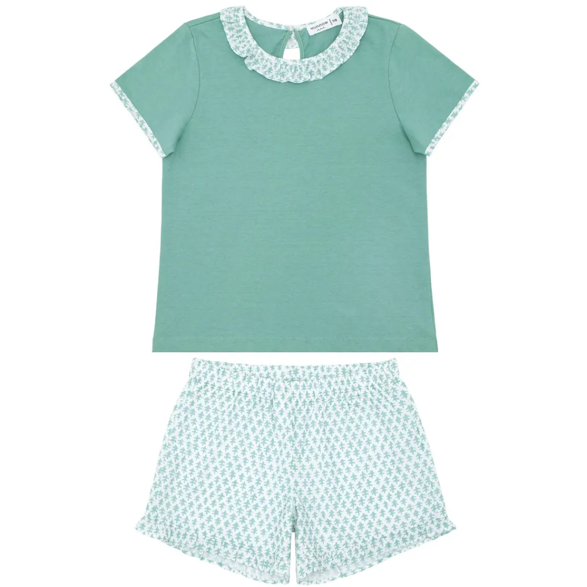minnow X Sister Parish Girls T-Shirt And Short Set Sea Leaf New
