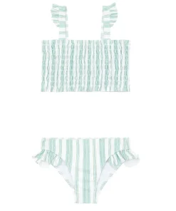 minnow X Sister Parish Girls Smocked Bikini Cumberland Stripe Fashion