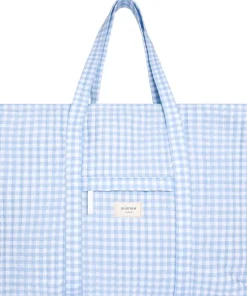minnow Overnighter Tote Oasis Blue Gingham Sale
