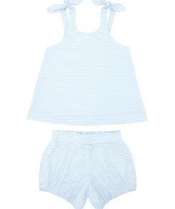 minnow Tie Knot Bloomer Set Powder Blue Stripe Sale