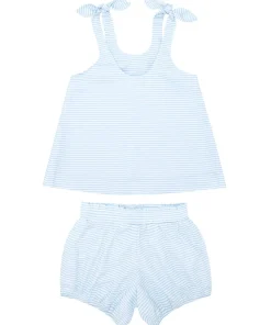 minnow Tie Knot Bloomer Set Powder Blue Stripe Sale