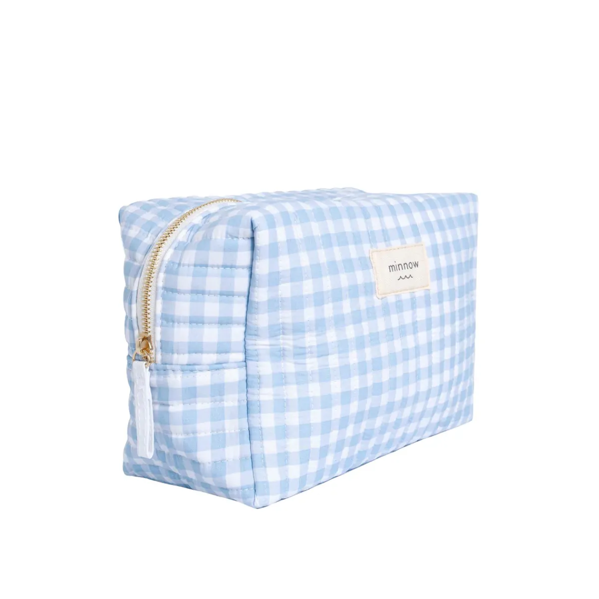 minnow Travel Pouch Oasis Blue Gingham Hot