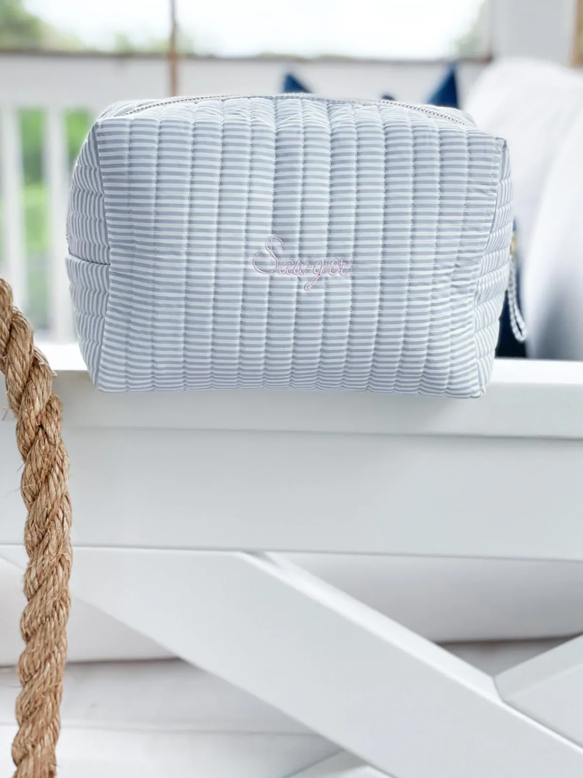 minnow Travel Pouch Powder Blue Stripe Hot