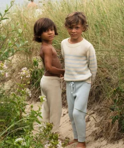 minnow Unisex Blue And Cream Stripe Knit Sweater Cream And Blue Stripe Clearance