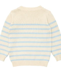 minnow Unisex Blue And Cream Stripe Knit Sweater Cream And Blue Stripe Discount