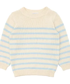 minnow Unisex Blue And Cream Stripe Knit Sweater Cream And Blue Stripe New