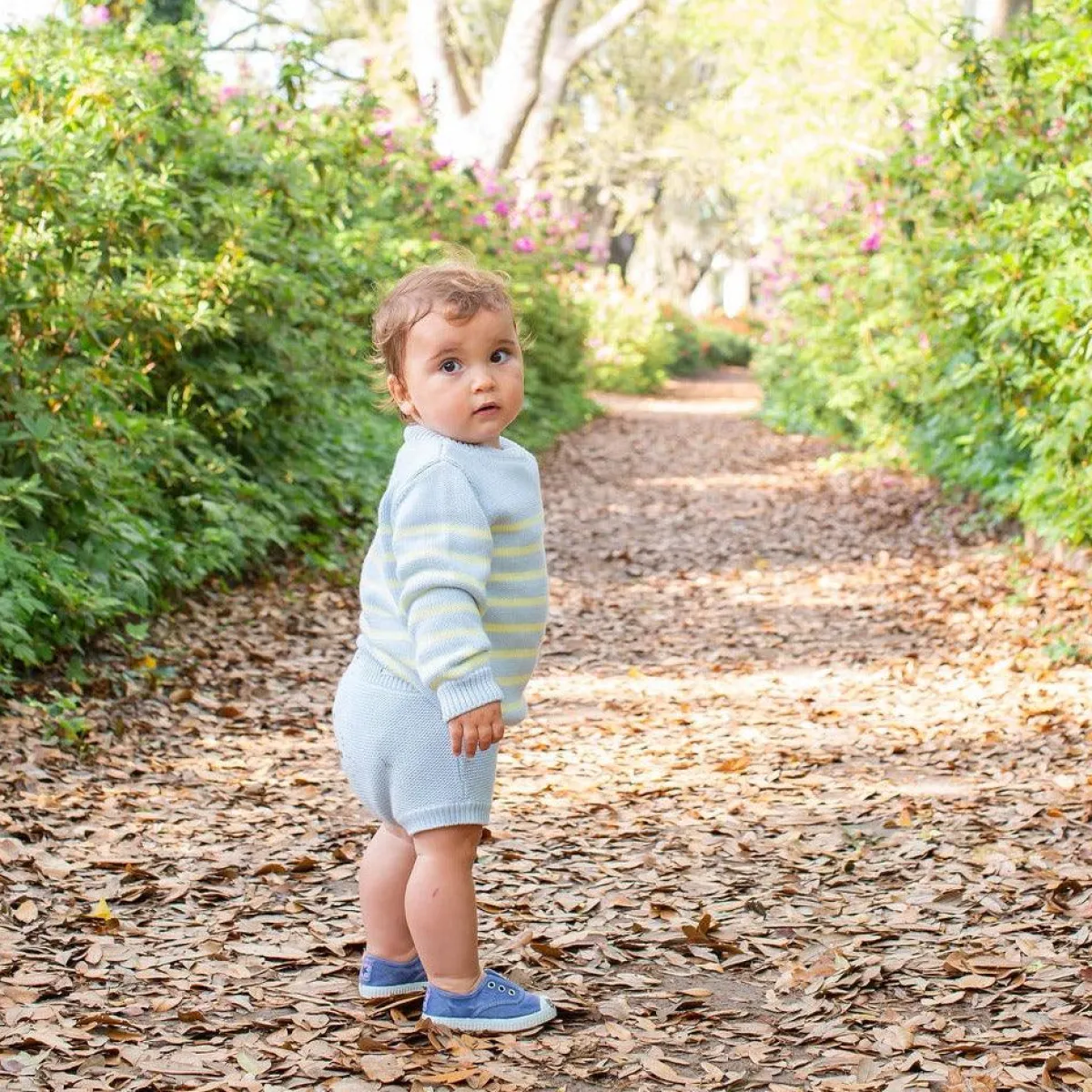 minnow Unisex Blue Knit Short Light Blue Discount