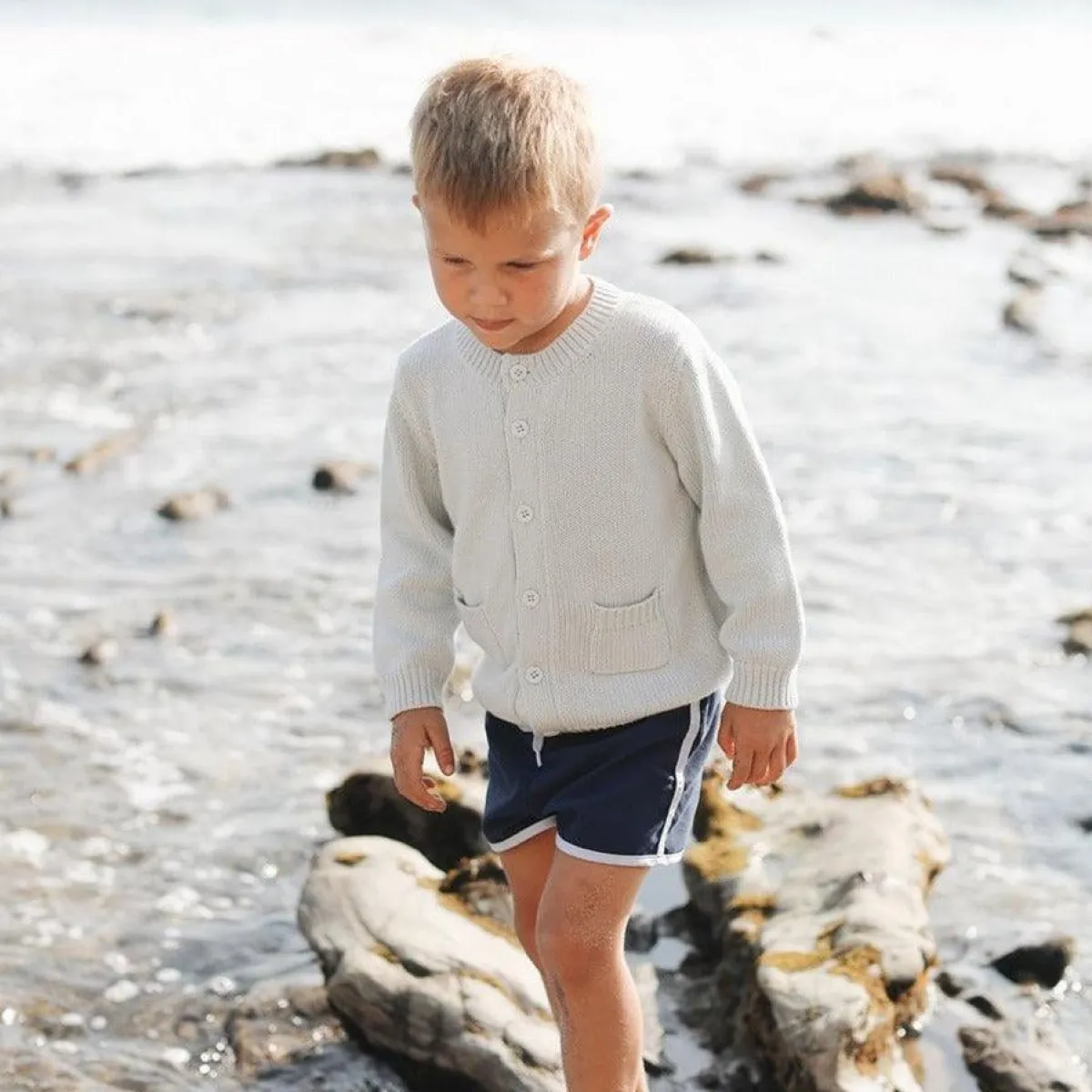 minnow Unisex Knit Cardigan Light Blue Fashion