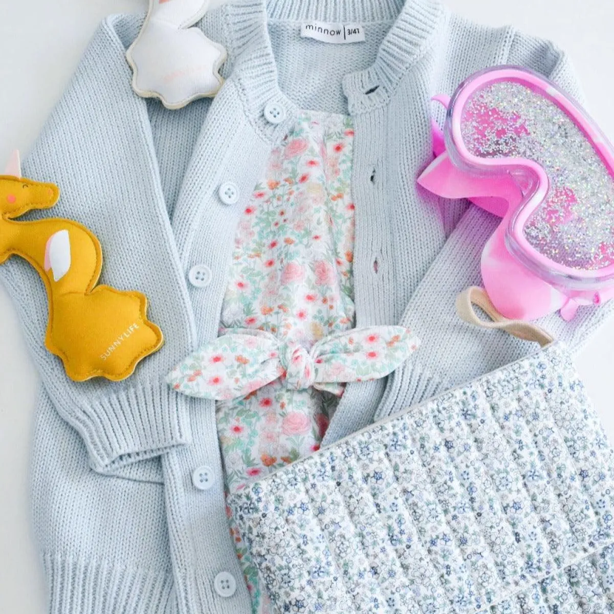 minnow Unisex Knit Cardigan Light Blue Fashion