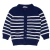 minnow Unisex Knit Cardigan Navy And Cream Stripe Best