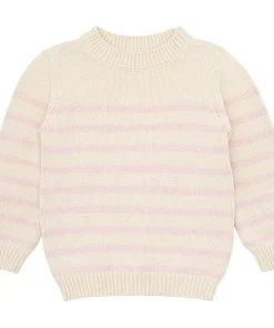 minnow Unisex Knit Sweater Cream And Pink Stripe Fashion