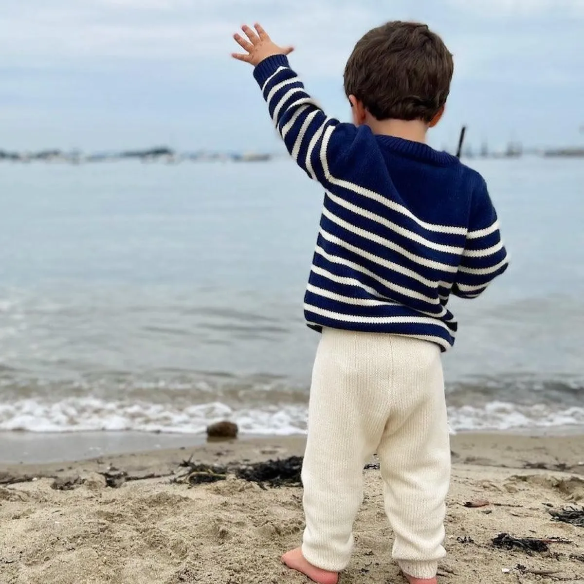 minnow Unisex Knit Sweater Navy And Cream Stripe Fashion