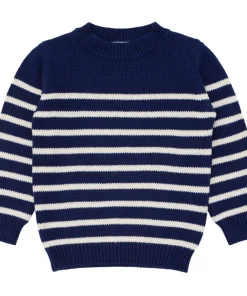 minnow Unisex Knit Sweater Navy And Cream Stripe Best