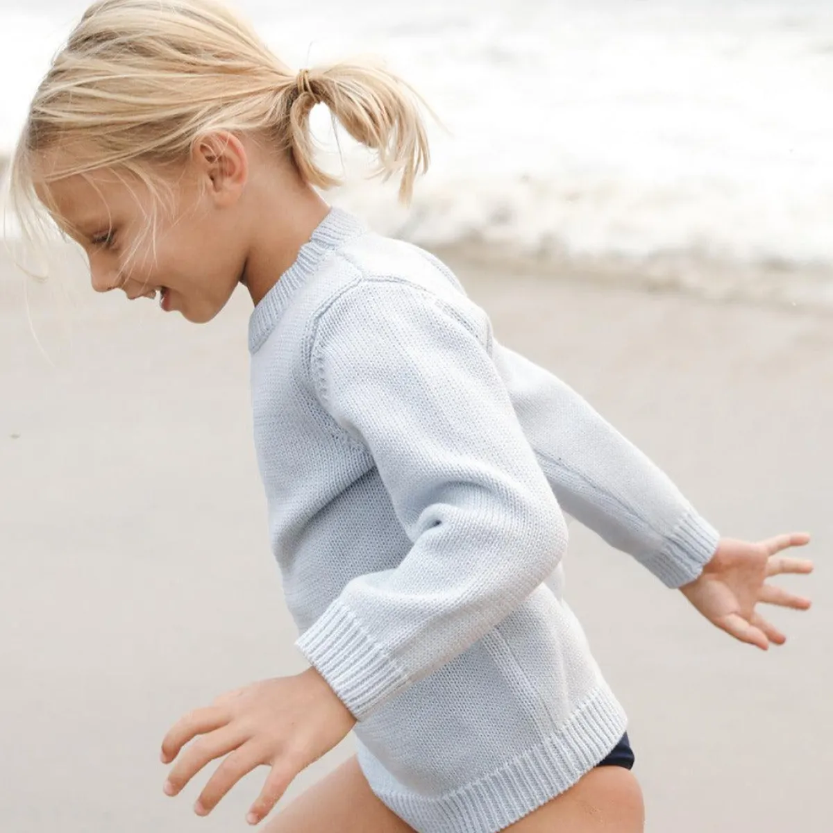 minnow Unisex Knit Sweater Light Blue Sale