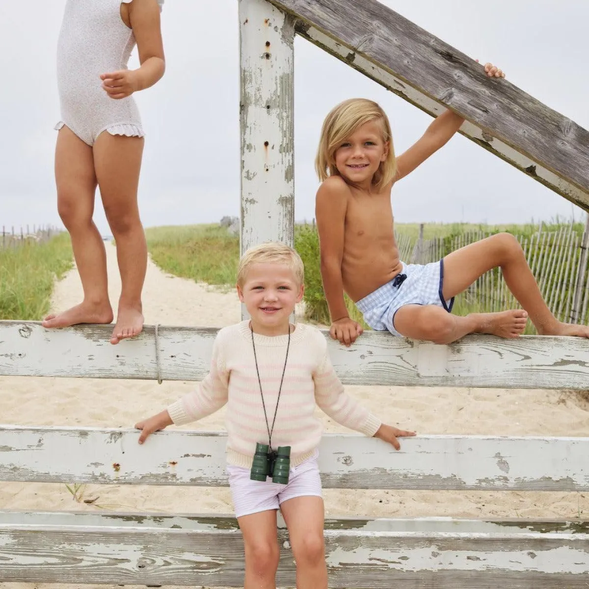 minnow Unisex Knit Sweater Cream And Pink Stripe Discount