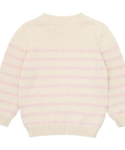 minnow Unisex Knit Sweater Cream And Pink Stripe Discount