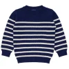 minnow Unisex Knit Sweater Navy And Cream Stripe Discount
