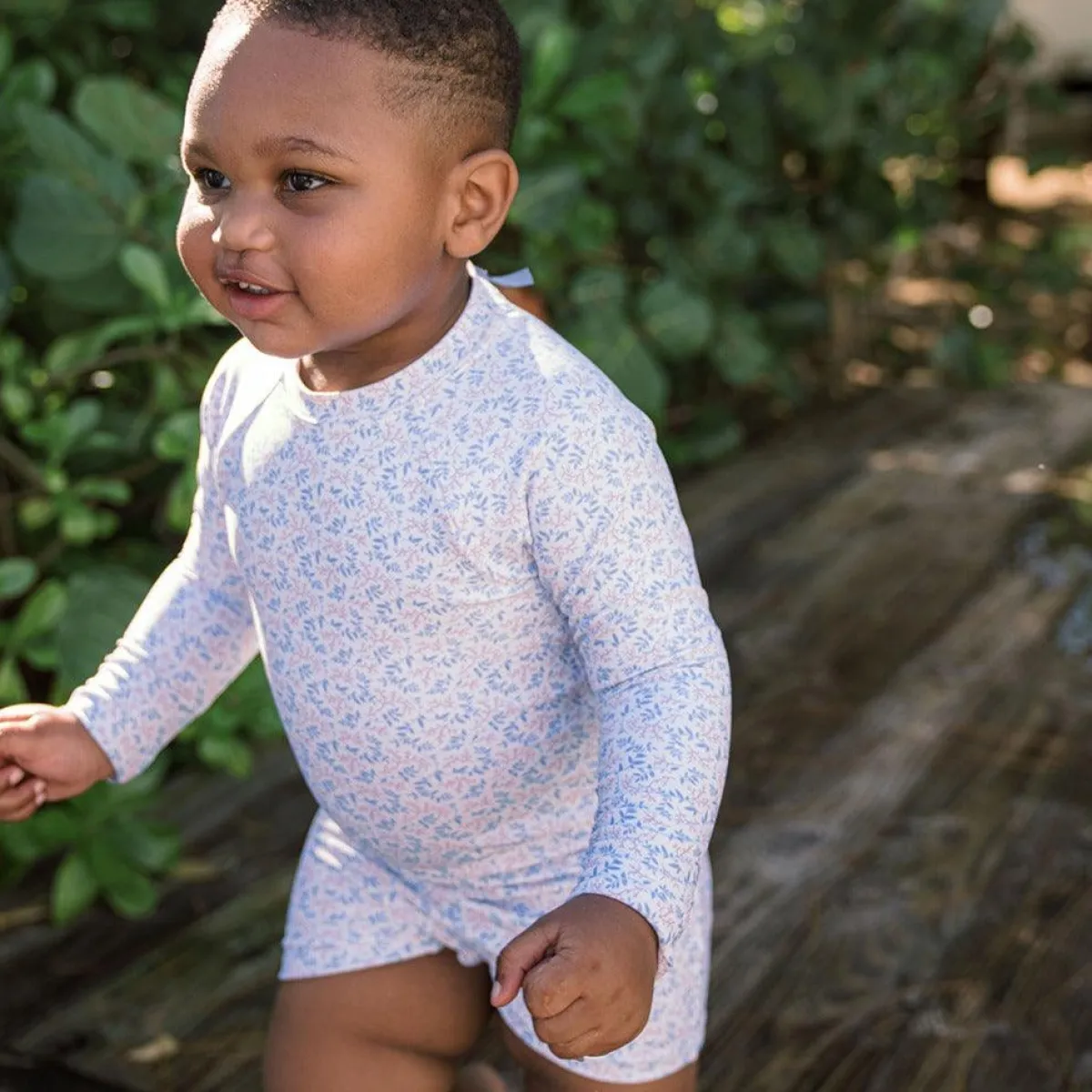 minnow Unisex Long Sleeve Rashguard One Piece Briland Blue Botanic Discount