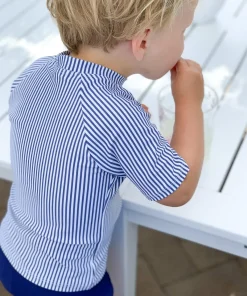 minnow Unisex Navy Stripe Short Sleeve Rashguard Hot