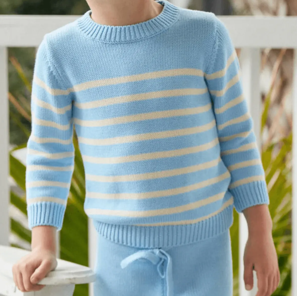 minnow Unisex Peri Blue And Cream Knit Sweater Peri Blue And Cream Stripe Best