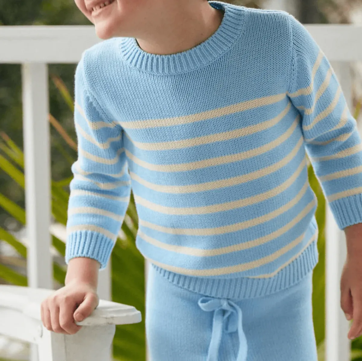 minnow Unisex Peri Blue And Cream Knit Sweater Peri Blue And Cream Stripe Best