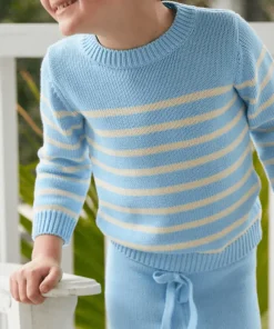 minnow Unisex Peri Blue And Cream Knit Sweater Peri Blue And Cream Stripe Fashion