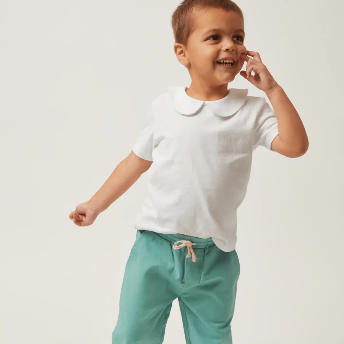 minnow Unisex Peter Pan Collar Shirt White Discount