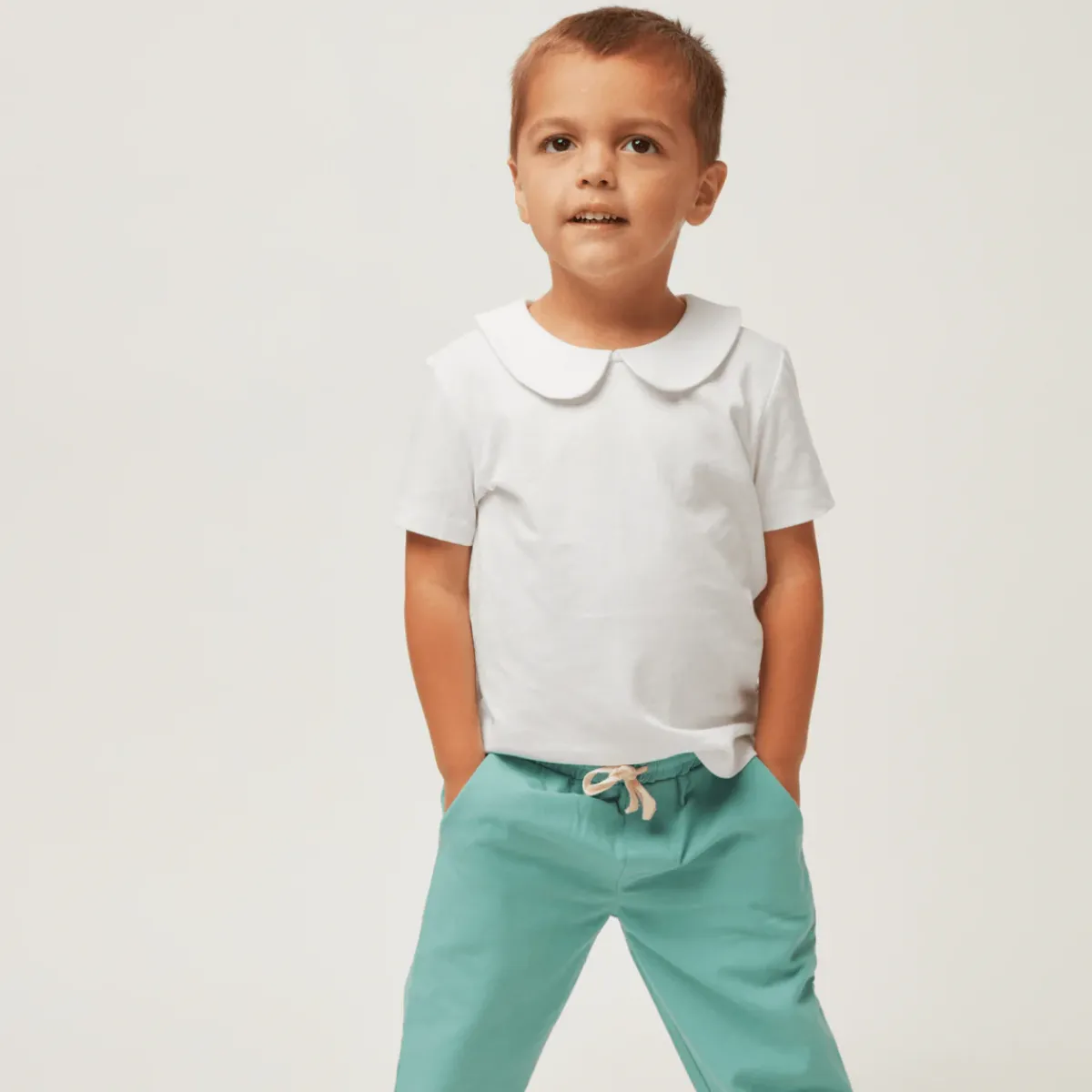 minnow Unisex Peter Pan Collar Shirt White Discount