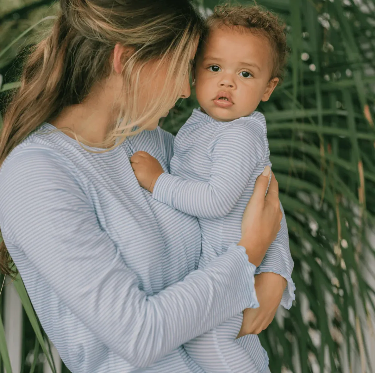 minnow Unisex Pima Footie Powder Blue Stripe Discount