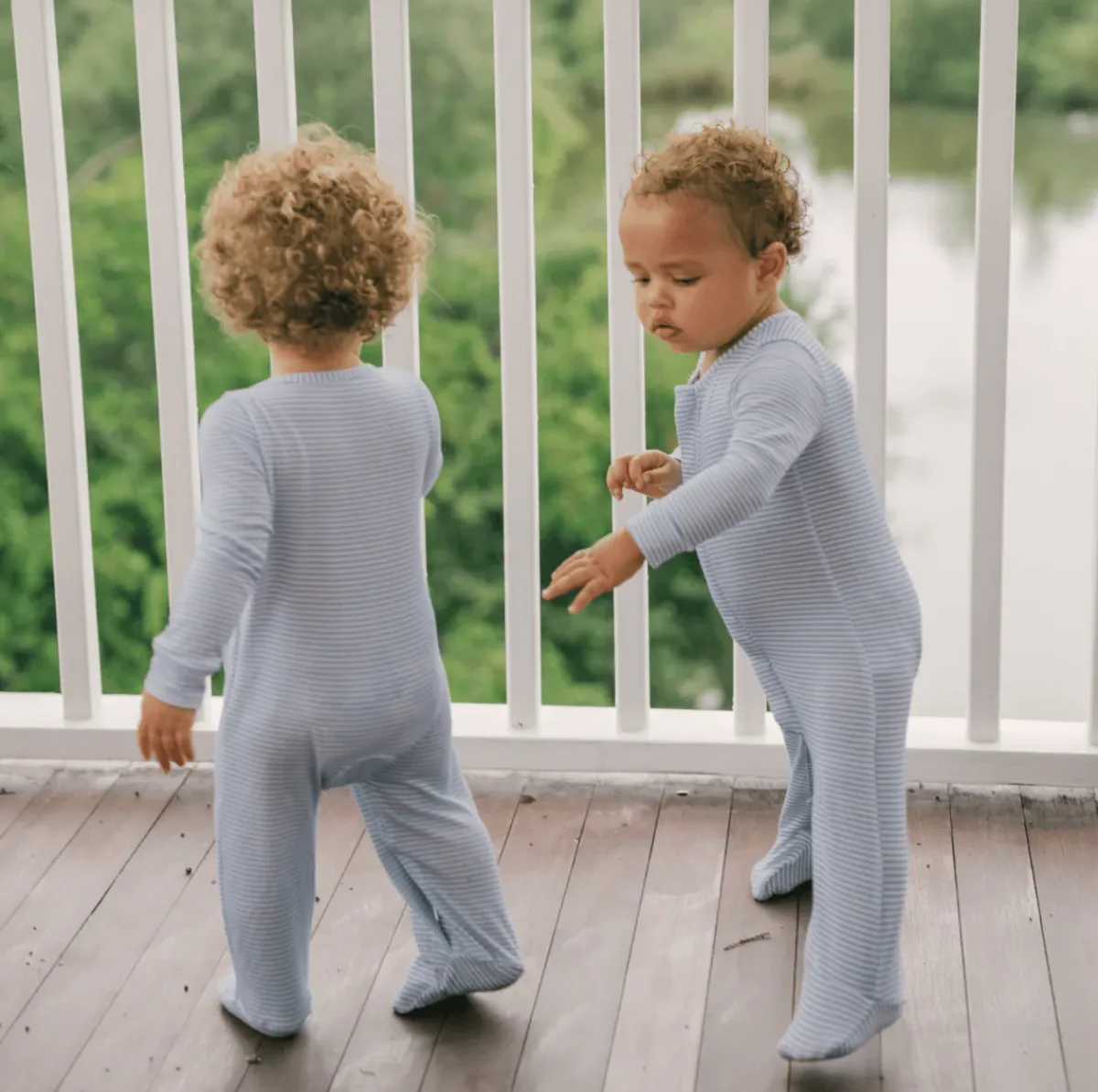 minnow Unisex Pima Footie Powder Blue Stripe Discount