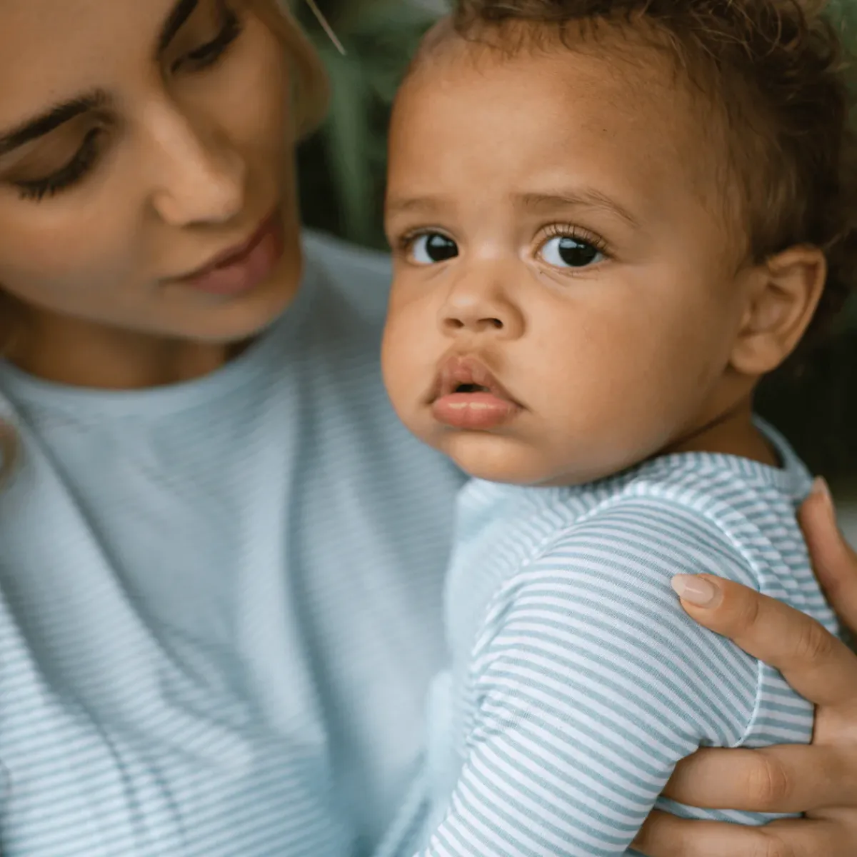 minnow Unisex Pima Footie Powder Blue Stripe Discount