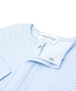 minnow Unisex Pima Footie Powder Blue Stripe Outlet
