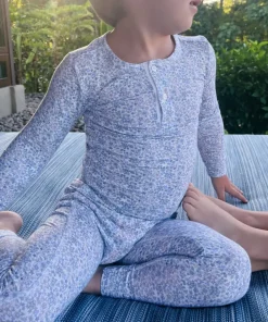 minnow Unisex Pima Pajama Set Slate Floral Best