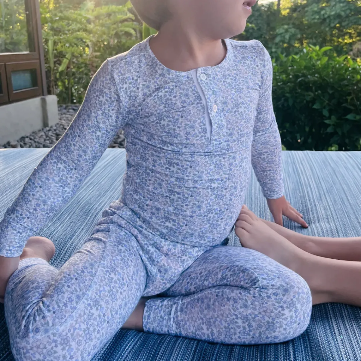 minnow Unisex Pima Pajama Set Slate Floral Online