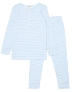 minnow Unisex Pima Pajamas Set Powder Blue Stripe Fashion