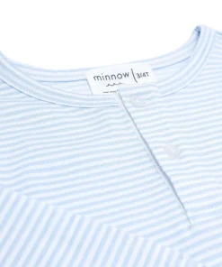 minnow Unisex Pima Pajamas Set Powder Blue Stripe Fashion