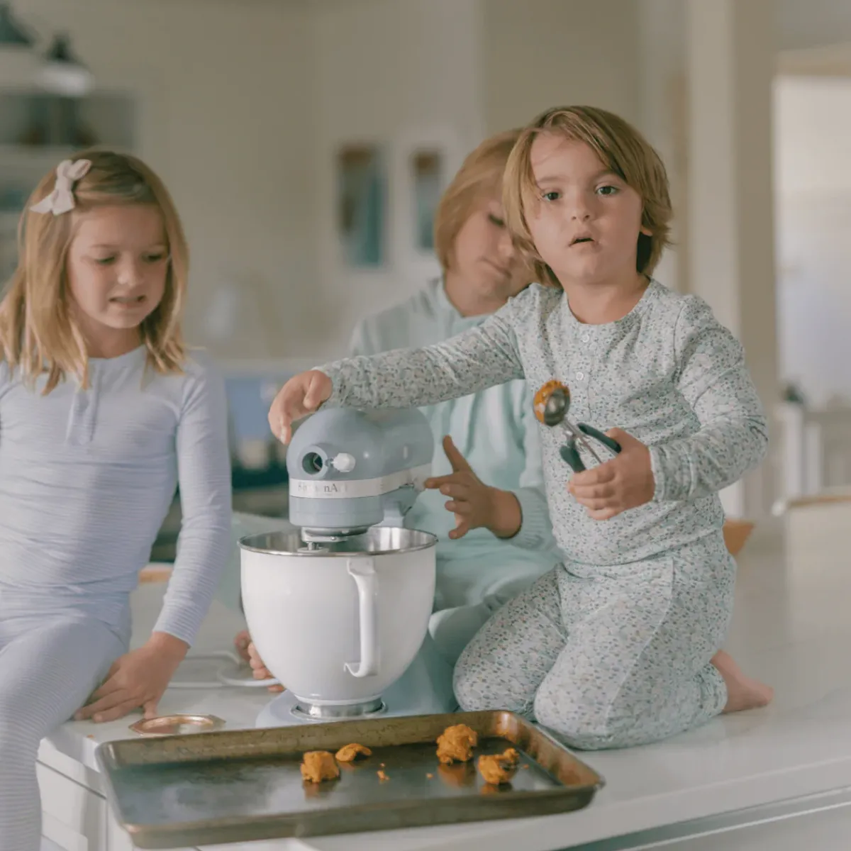 minnow Unisex Pima Pajamas Set Powder Blue Stripe New